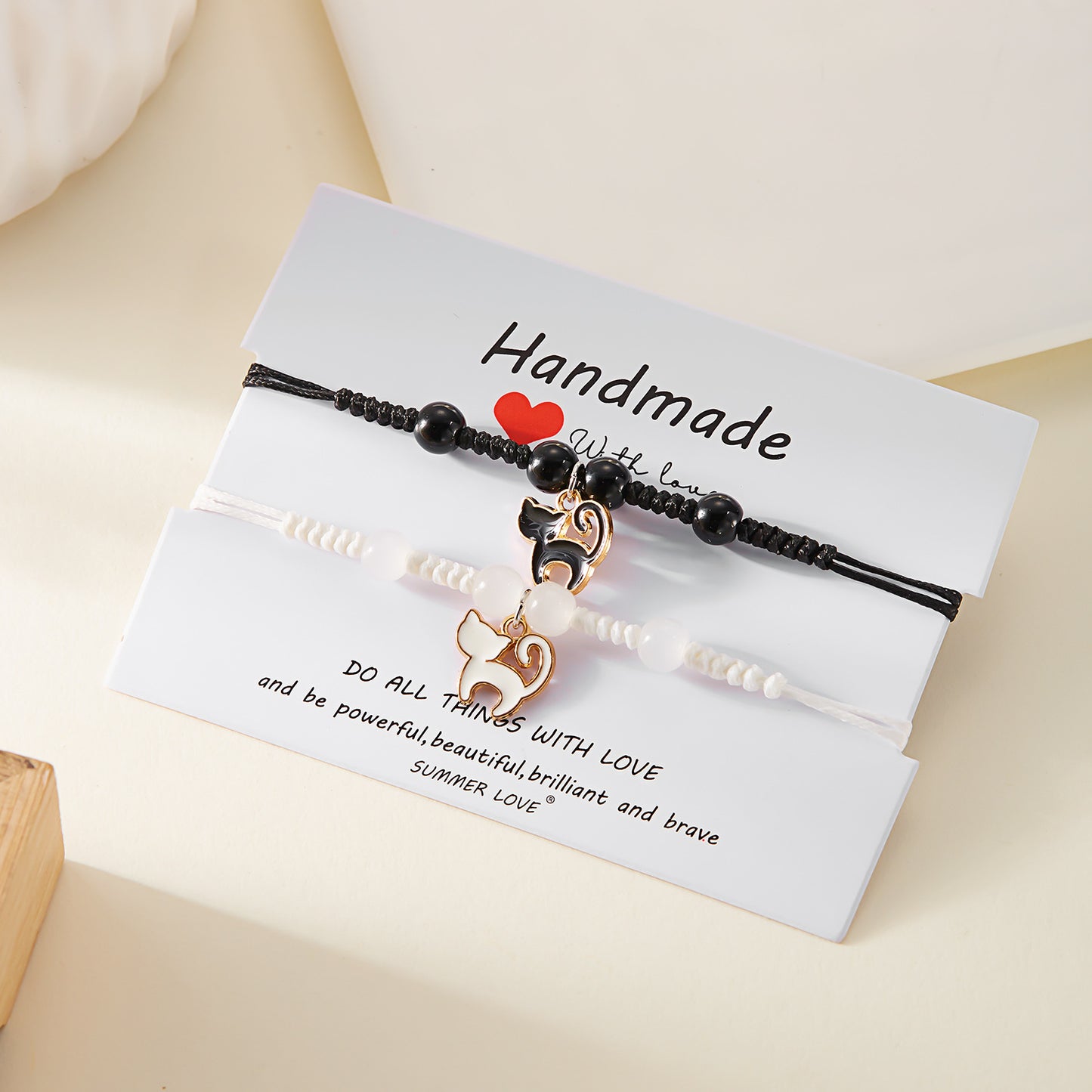 Black And White Cat Bracelet Stylish Pendant Couple
