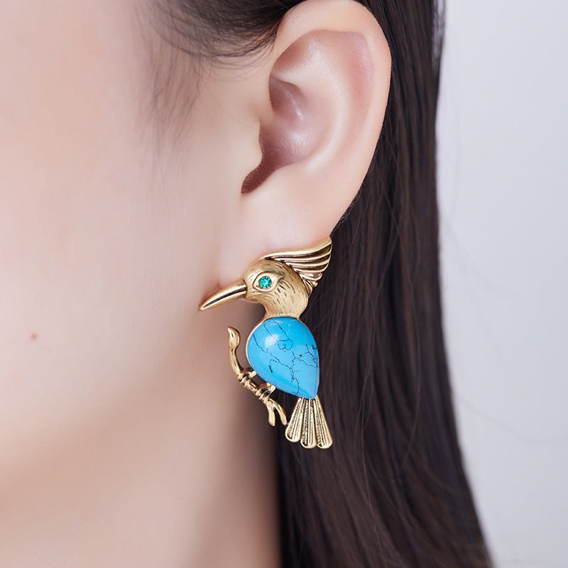Retro Mid-Century Turquoise Animal Series Earrings