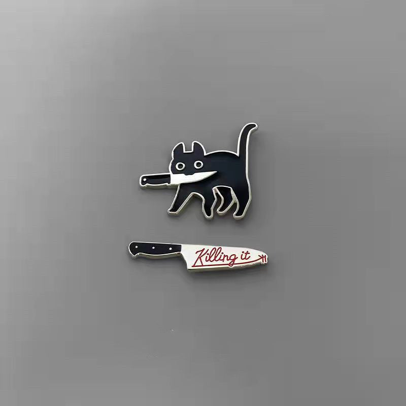 Alloy Kitty Brooch Men's Cute Japanese Style Women's Trendy Cool Personality Ins Couple Badge