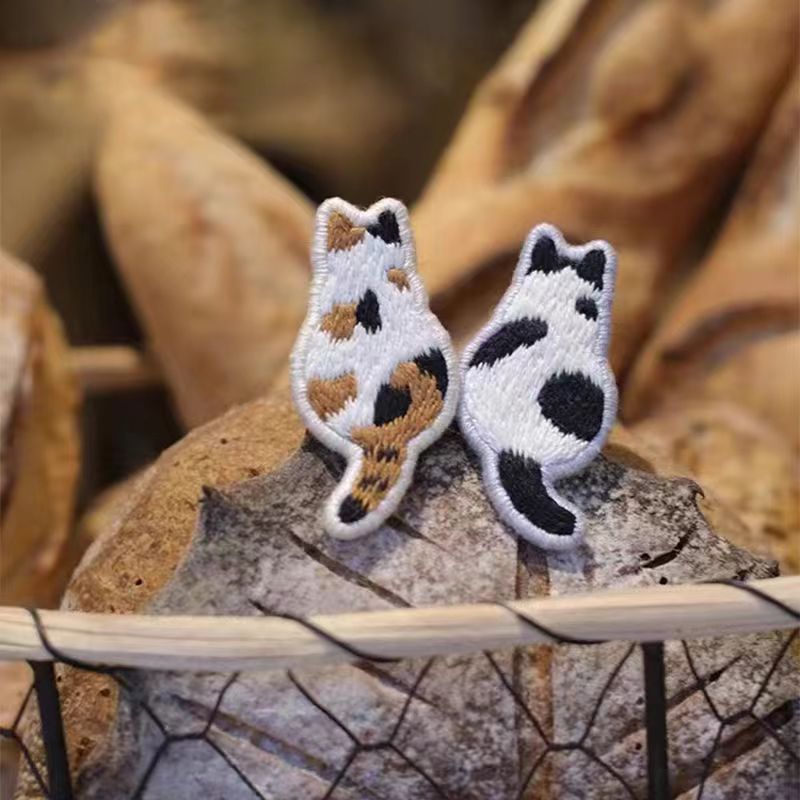 Embroidery Cat Cute Brooch Washing Free Sewing