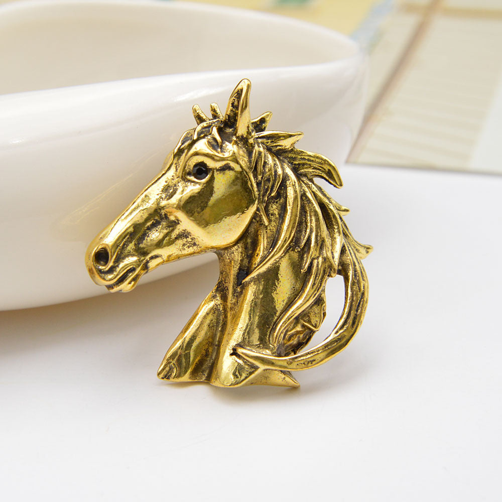 Vintage Fashion Horse Head Men Women Brooch