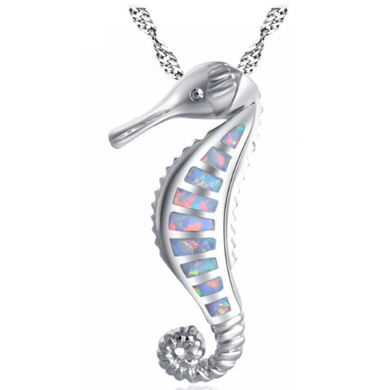 Seahorse Opal Necklace Pendant European And American Fashion Jewelry