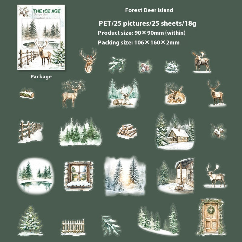 Beautiful Day Winter Animal Landscaping PET Sticker Bag