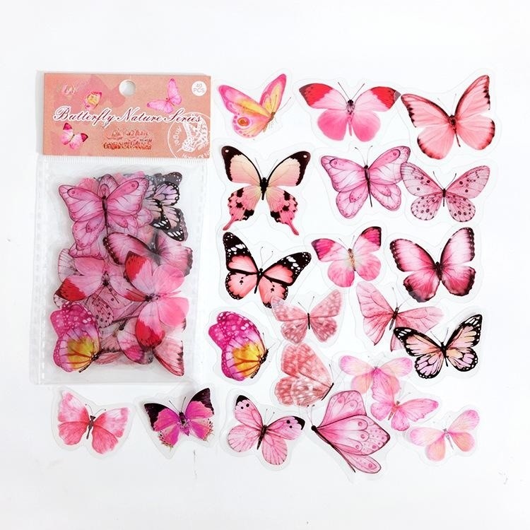 PET Sticker Bag Butterfly Nature Series Fresh And Retro Notebook Material Decoration Stickers