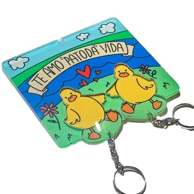Creative Funny Couple Duck Keychain