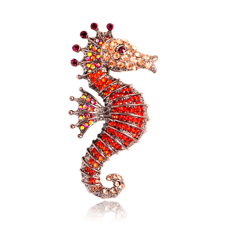 Full Diamond Seahorse Animal Brooch Men's Clothing Accessories Pin