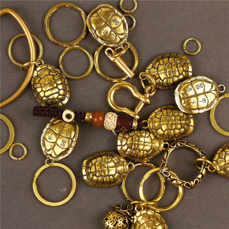 Hand-woven Copper Tortoise Shell Car Keychain