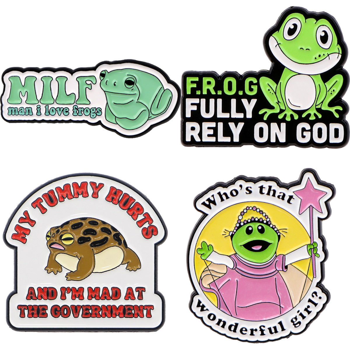 Frog Quotation Brooch Cartoon Golden M Badge Creative