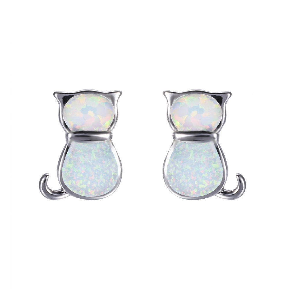 Women's Fashion Statement Cat Stud Earrings