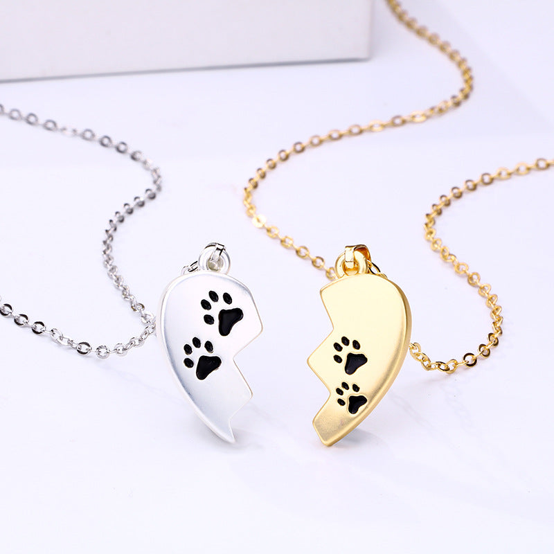Love Couple Necklace Magnet Stitching Alloy Pendant Original Design Jewelry