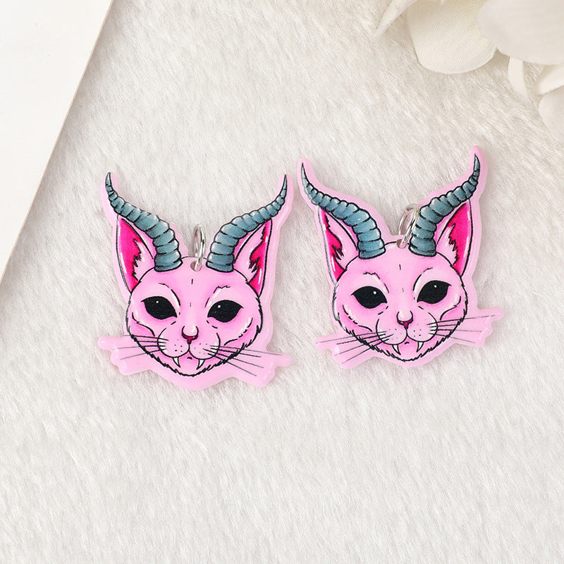 Acrylic Halloween Skull Horror Cat DIY Earrings Keychain Material