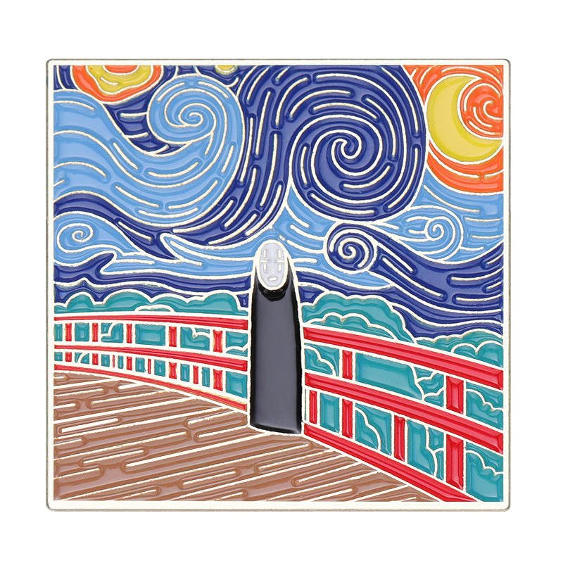 Creative Oil Painting Series Alloy Brooch Clothes And Bags Decorations