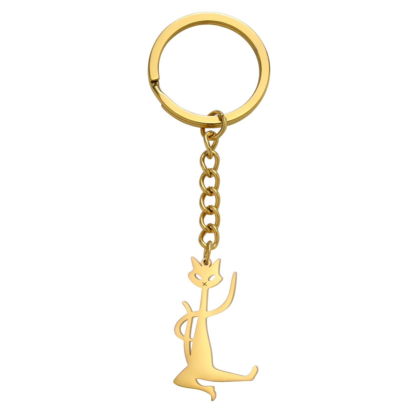 Kitten Rectangular Keychain Women's Stainless Steel