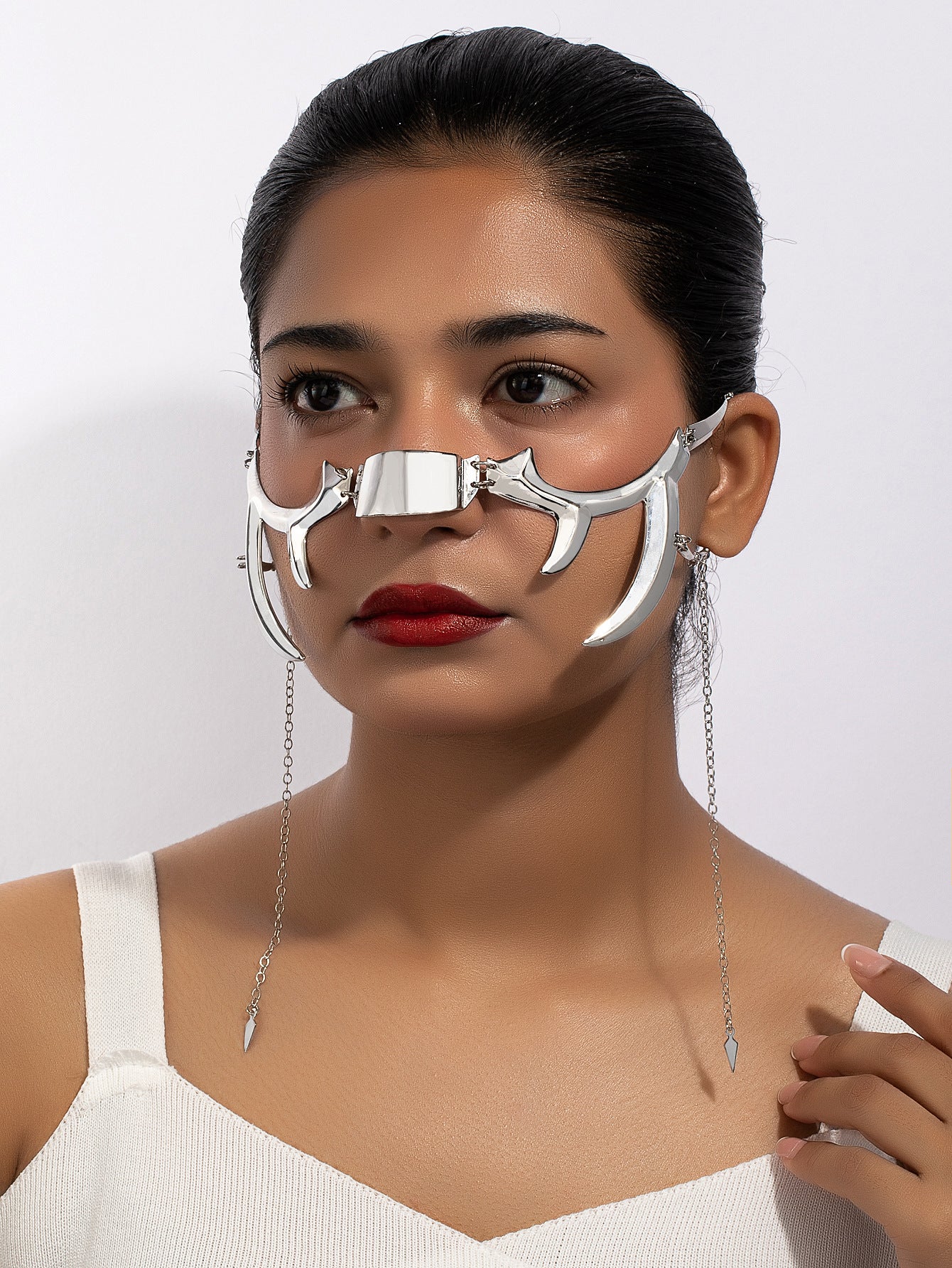 Fluid Lip Ring Face Decoration Earring Set