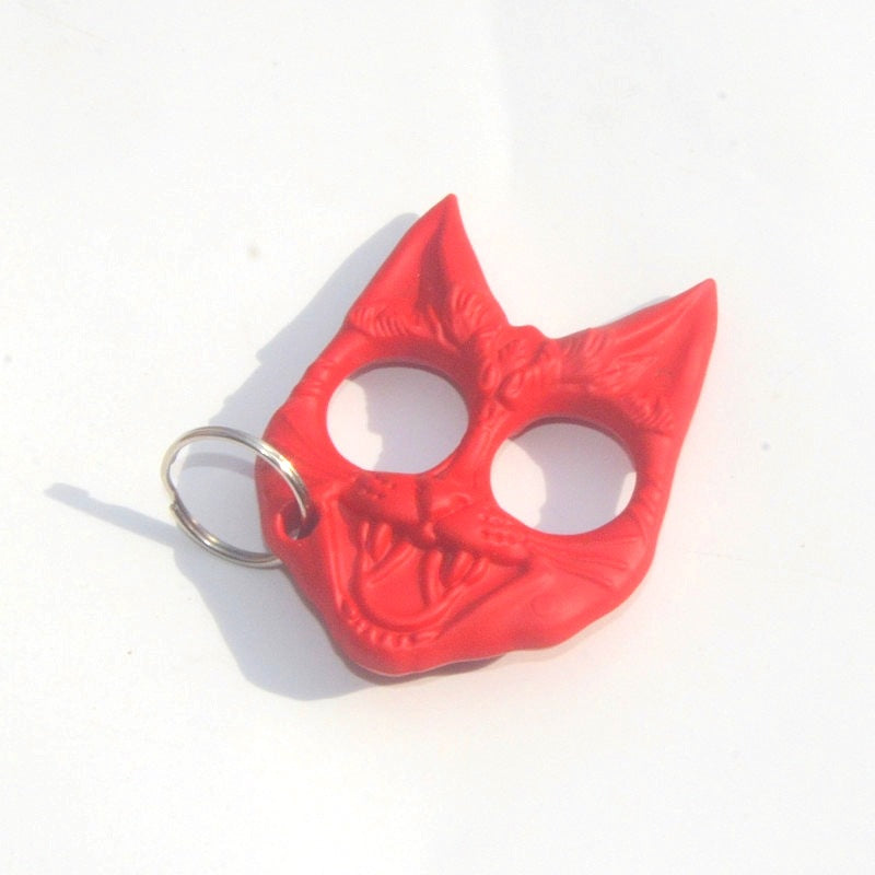 Black Cat Head Keychain Plastic