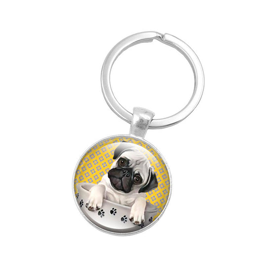 Pug Time Gem Keychain