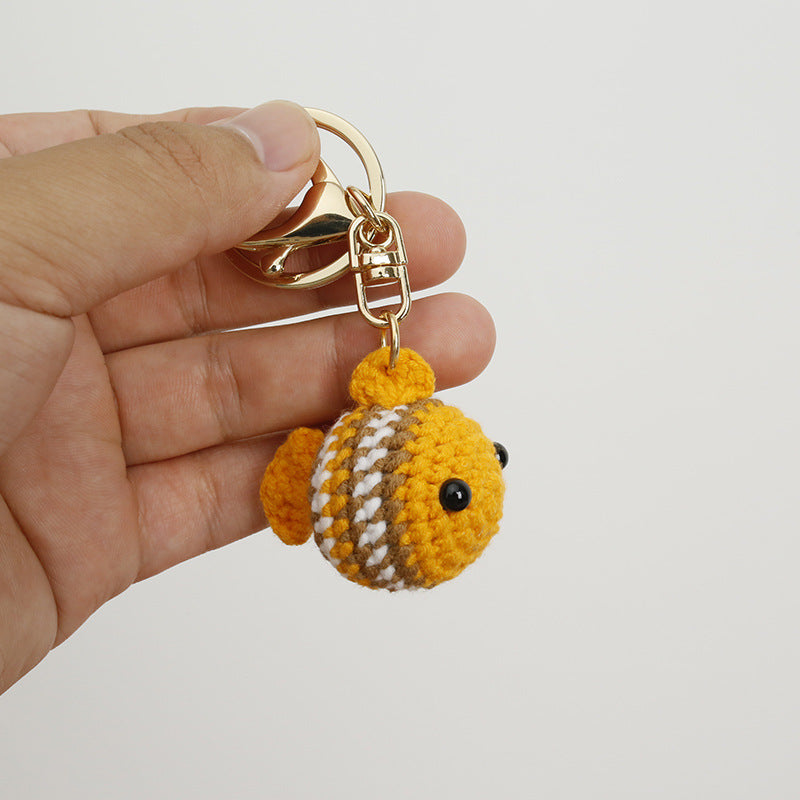 Creative Hand Crocheted Clownfish Pendant Keychain