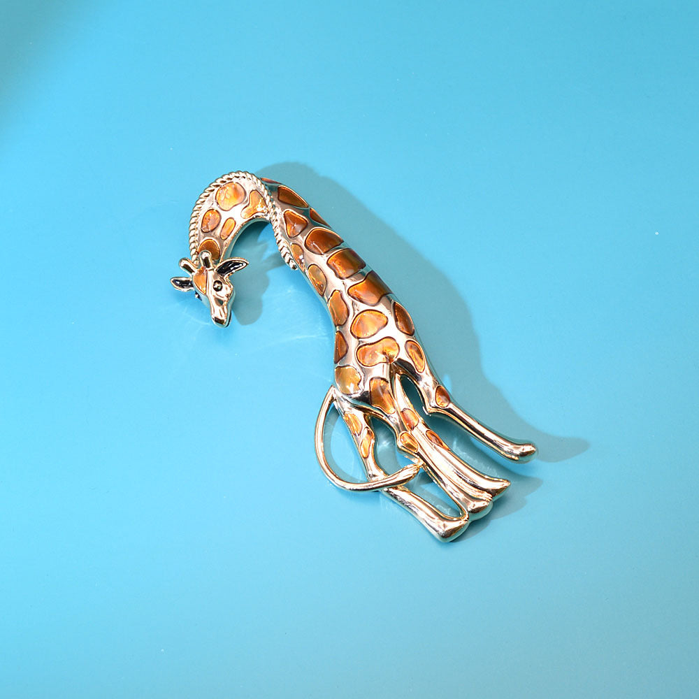 Large Size Painted Giraffe Brooch Dripping Oil Painting Oil Pin Corsage Women's Accessories