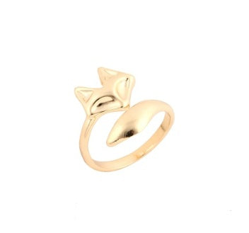 Simple style Korean opening adjustable fox ring copper animal fox small ring