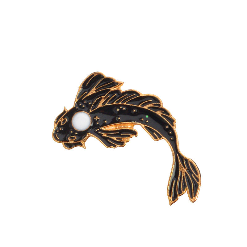 Four-color Good Luck Koi Alloy Oil Drip Accessories Brooch