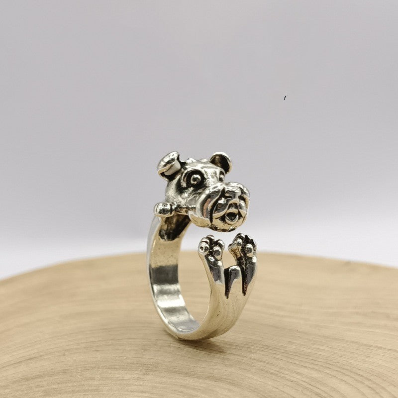 European And American Style Retro Chinese Zodiac Dog Animal Ring