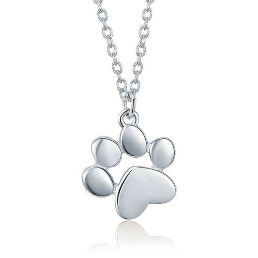 Sterling Silver Necklace Cute Pet Imprint Pendant Necklace