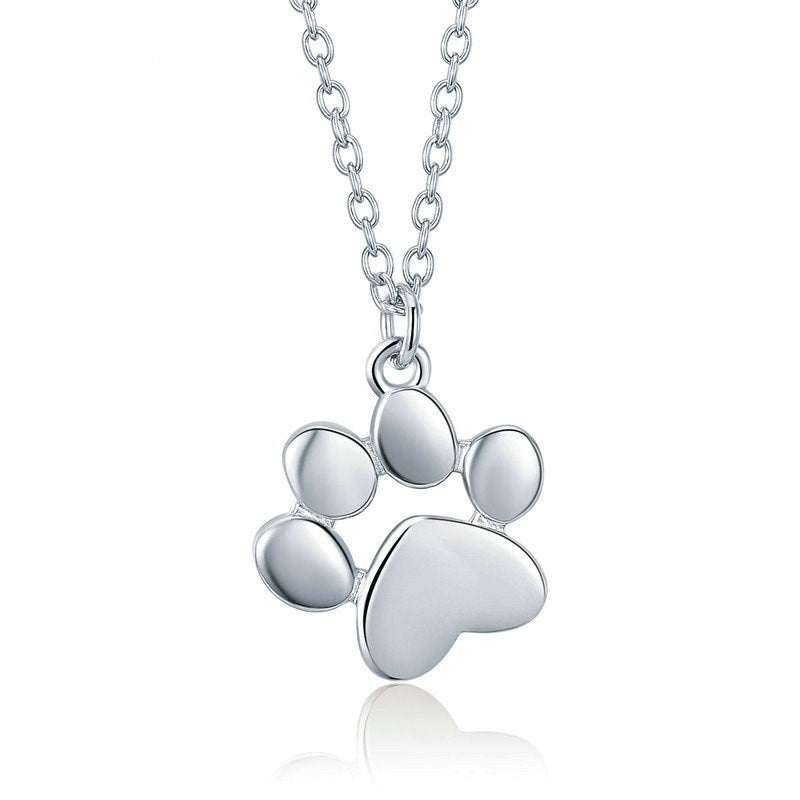 Sterling Silver Necklace Cute Pet Imprint Pendant Necklace