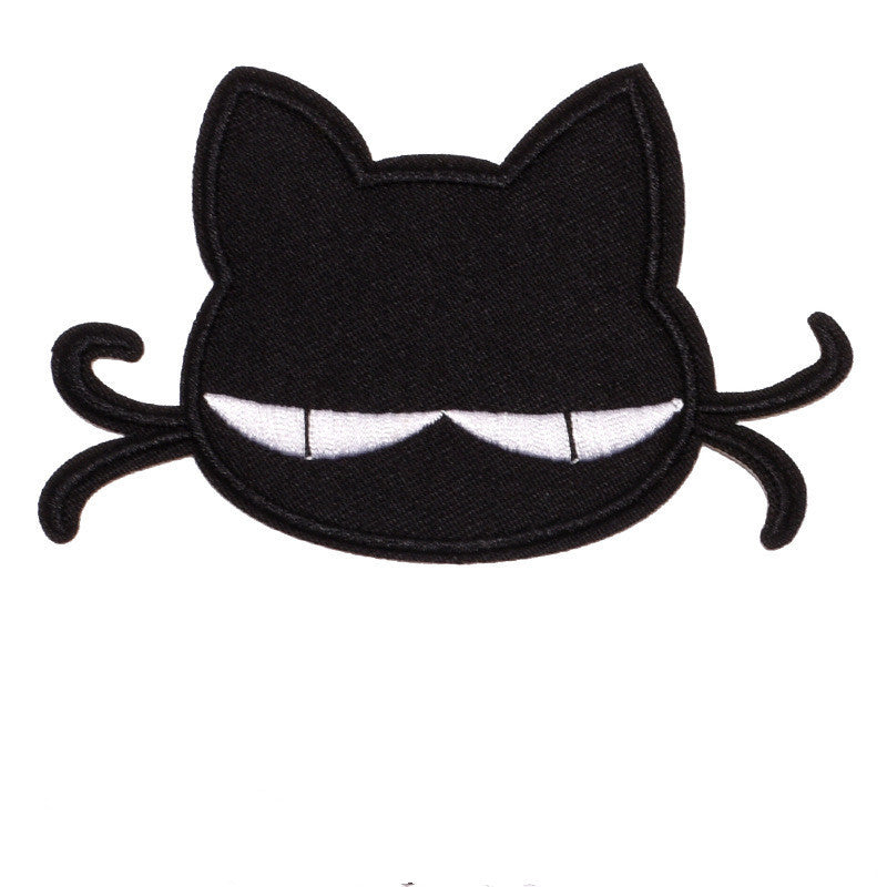 Cartoon Black Cat Pattern Cloth Sticker Embroidery Adhesive Patch