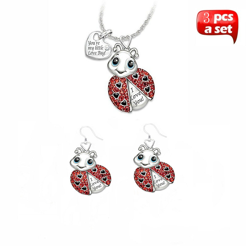 Two-tone owl bee necklace earring set