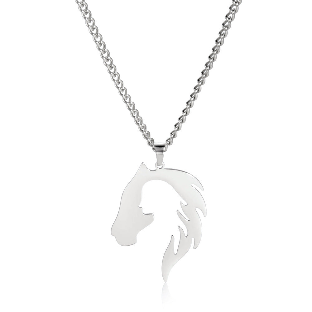 Hollow Horse Head Silhouette Stainless Steel Pendant Necklace