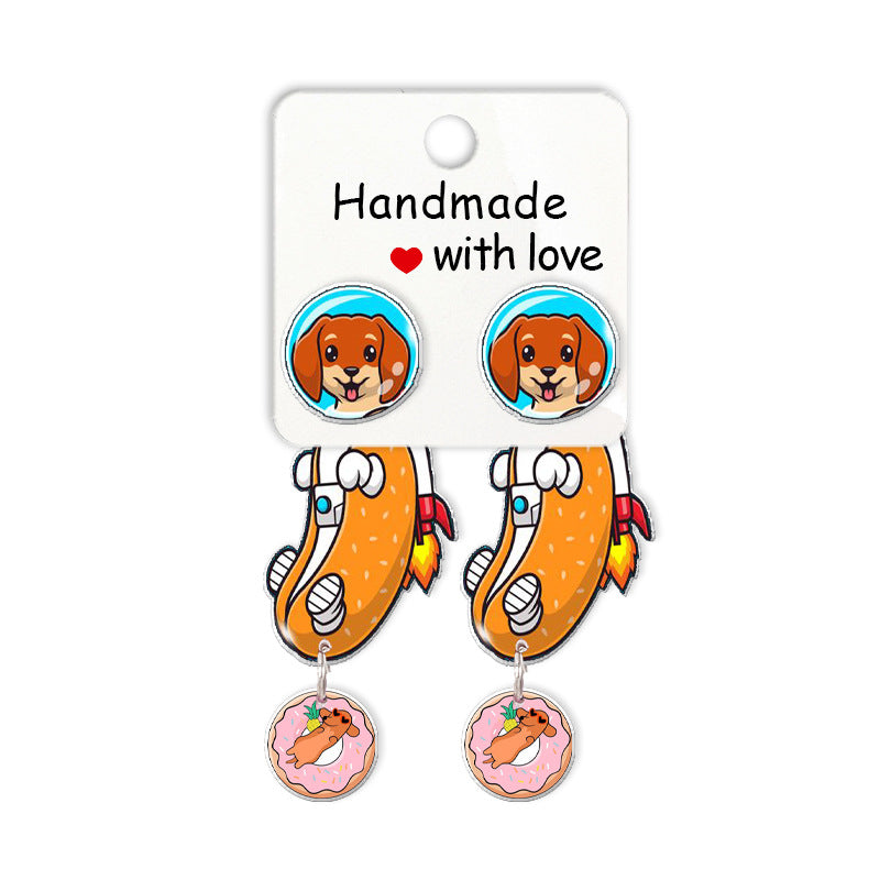 Cute Animal Dachshund Stud Earrings Cartoon Puppy