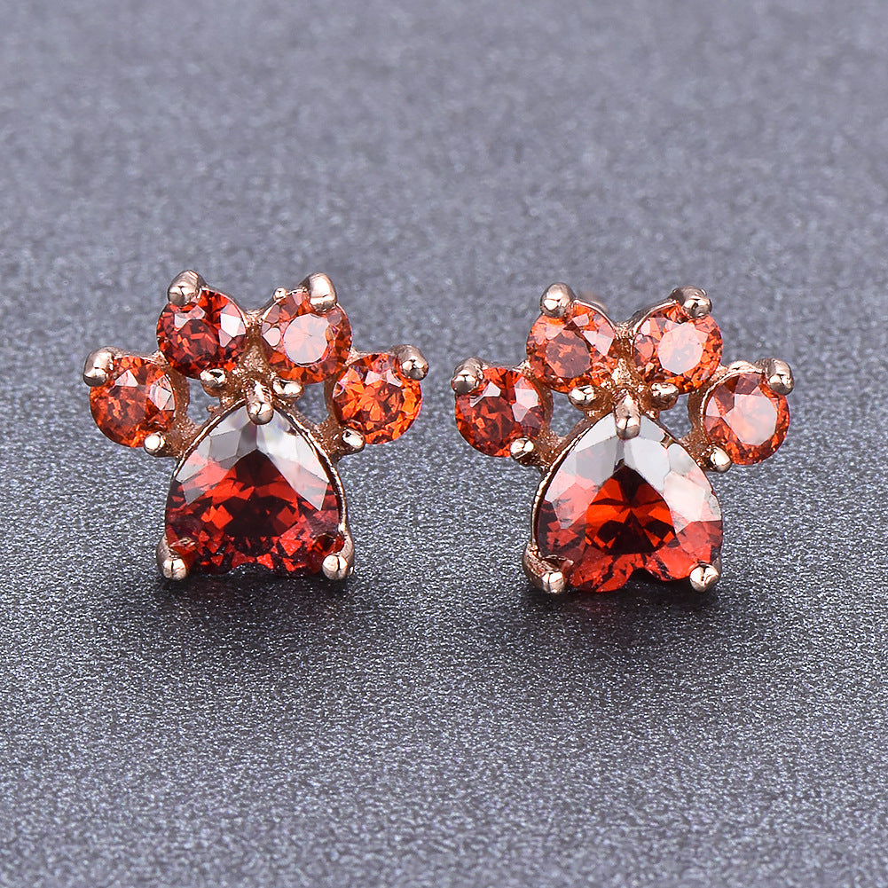 Fashion Cat Footprints  Crystal Earrings For Women