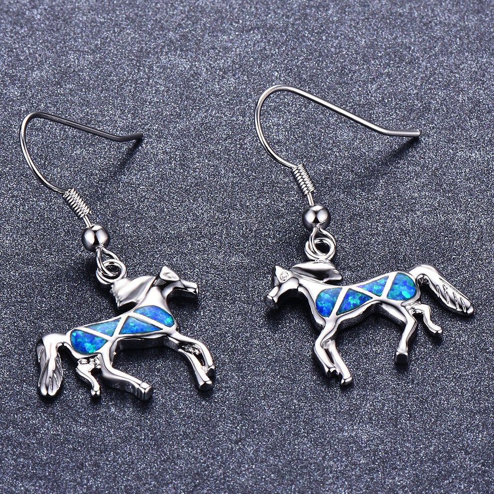 Opal small animal pony earrings
