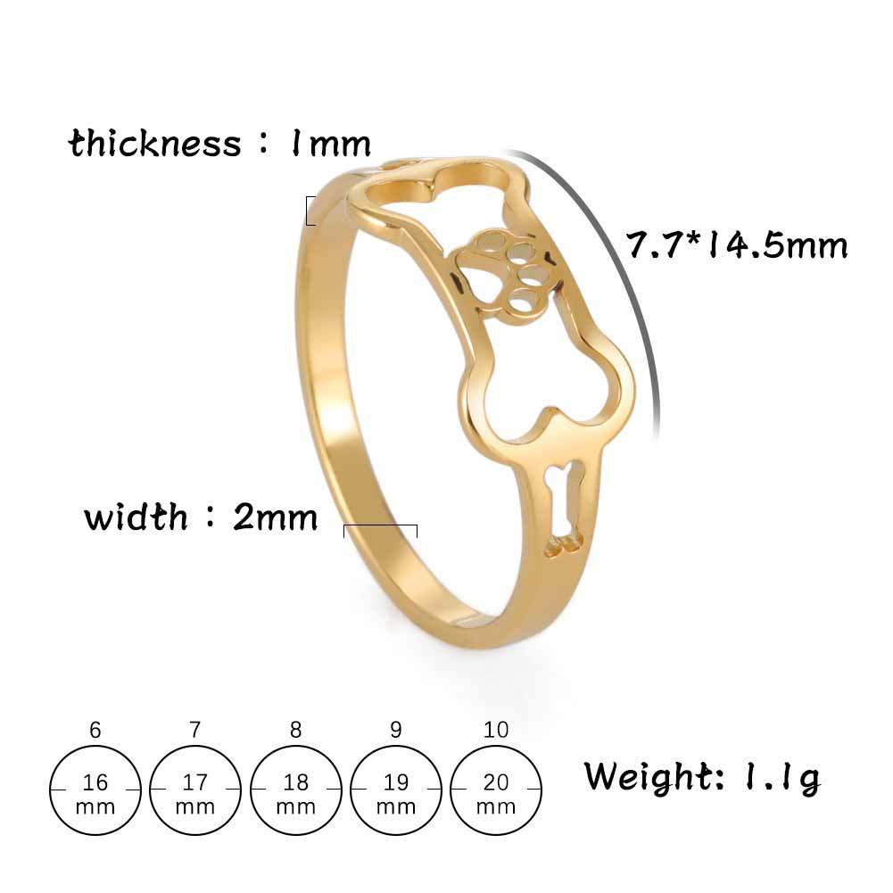 Fashion Bone Animal Dog Footprint Ring