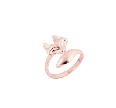 Simple style Korean opening adjustable fox ring copper animal fox small ring