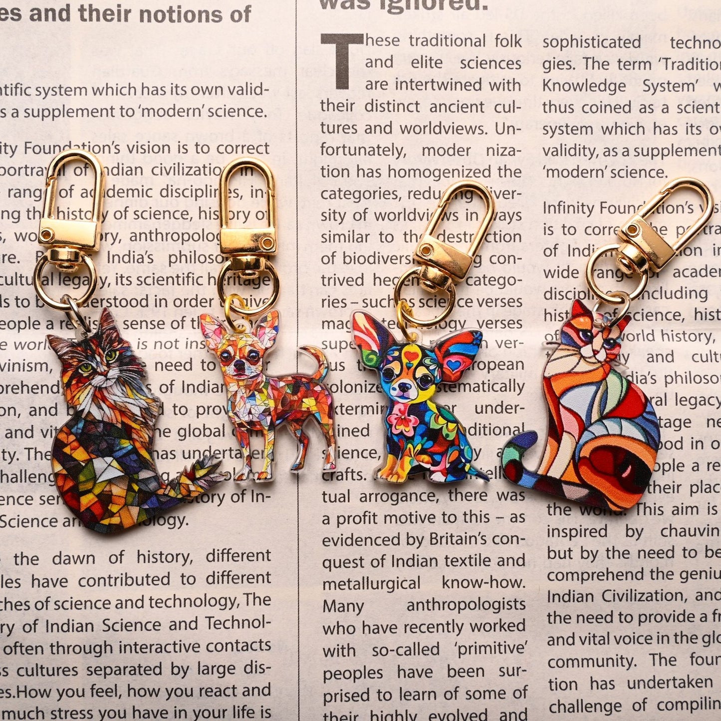 Animal Theme Cartoon Cat Puppy Acrylic Keychain