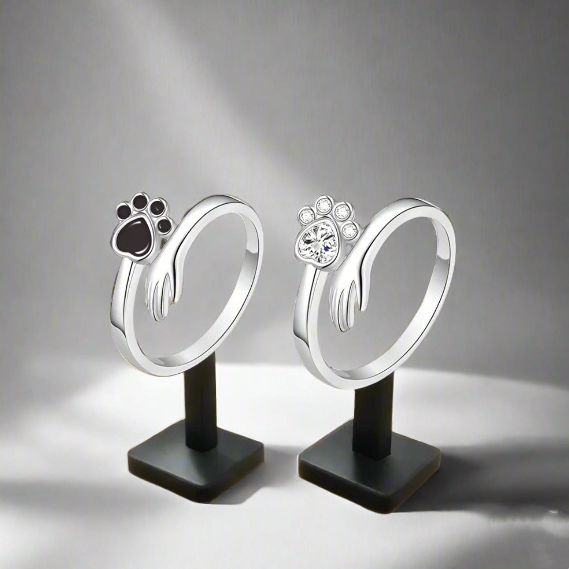 Cute Animal Cat's Paw Footprints Zircon Ring