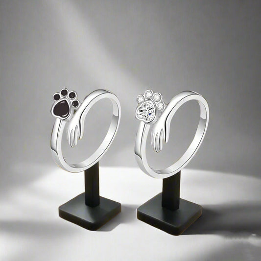 Cute Animal Cat's Paw Footprints Zircon Ring