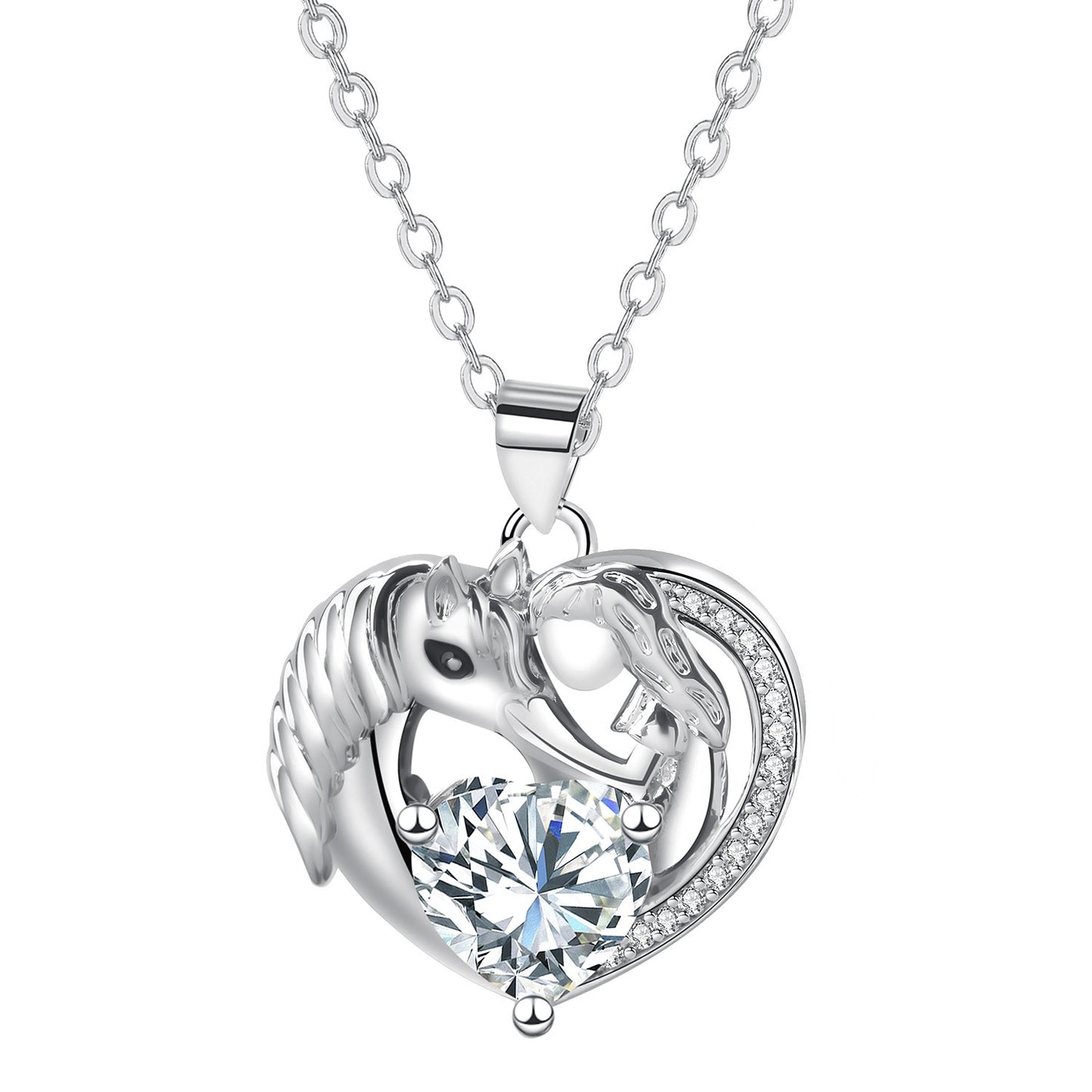 Jewelry Personality Design Heart-shaped Girl And Horse Necklace