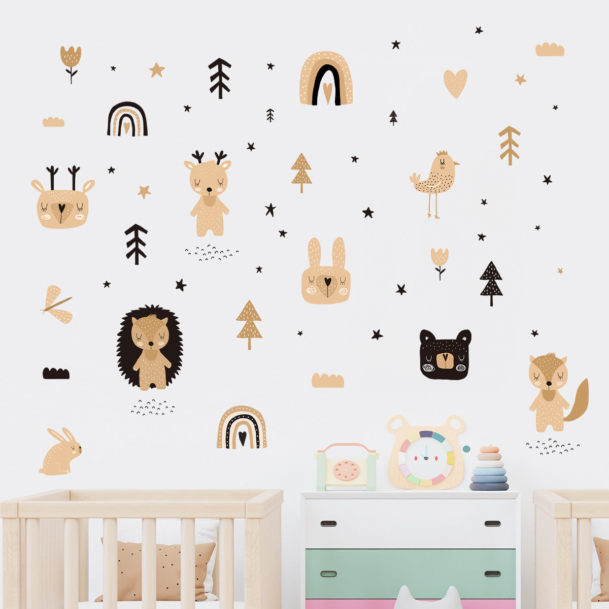 Cartoon Cute Forest Animal Self-adhesive Wall Sticker