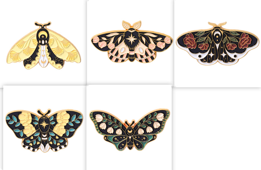 Cartoon Cute Moth Butterfly Insect Golden M Badge Biology Subject Student Bag Ornament Brooch Accessories
