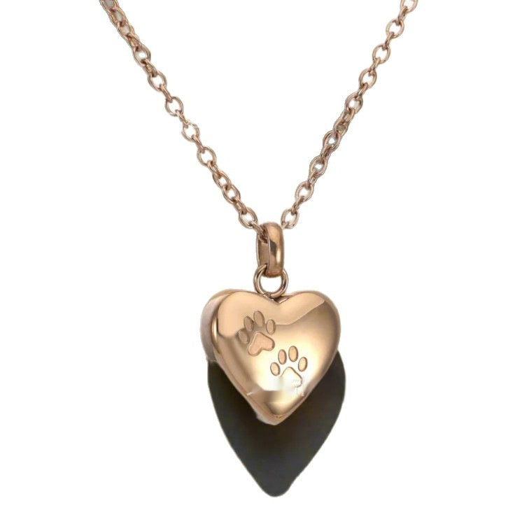 Heart Dog's Paw Pet Pendant Necklace