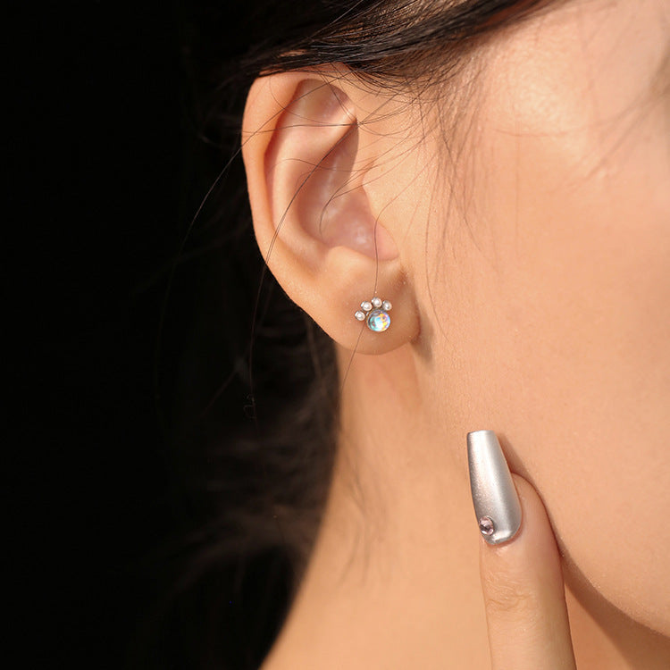 Colorful Cat's Paw Stud Earrings Female Cartoon