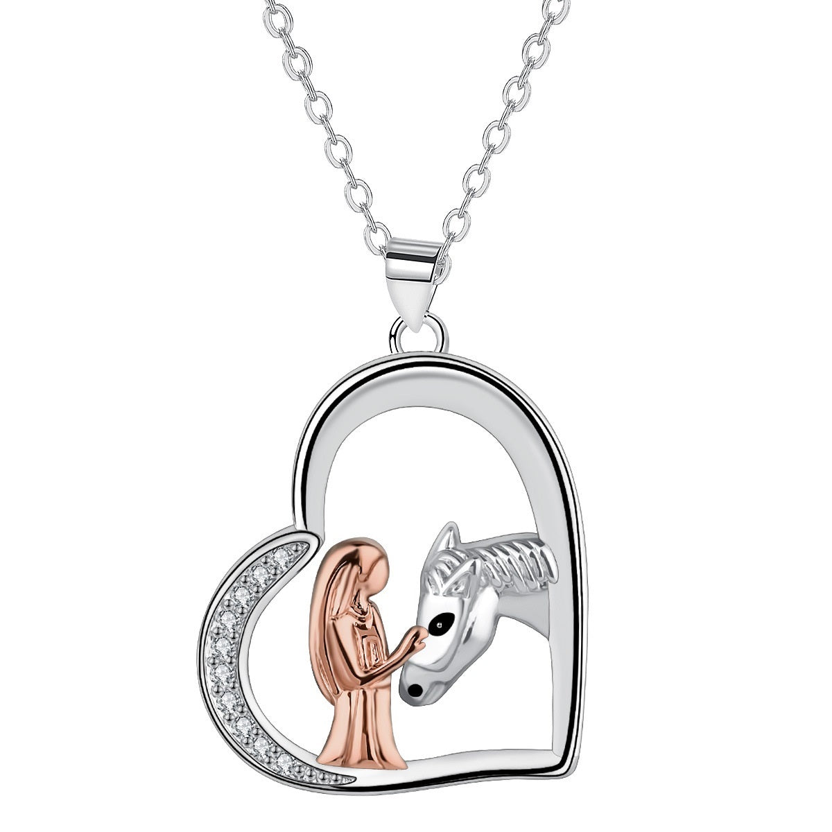 Love Necklace Girl And Horse Clavicle Chain