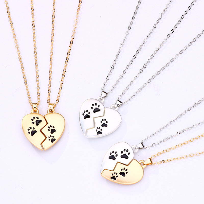 Love Couple Necklace Magnet Stitching Alloy Pendant Original Design Jewelry