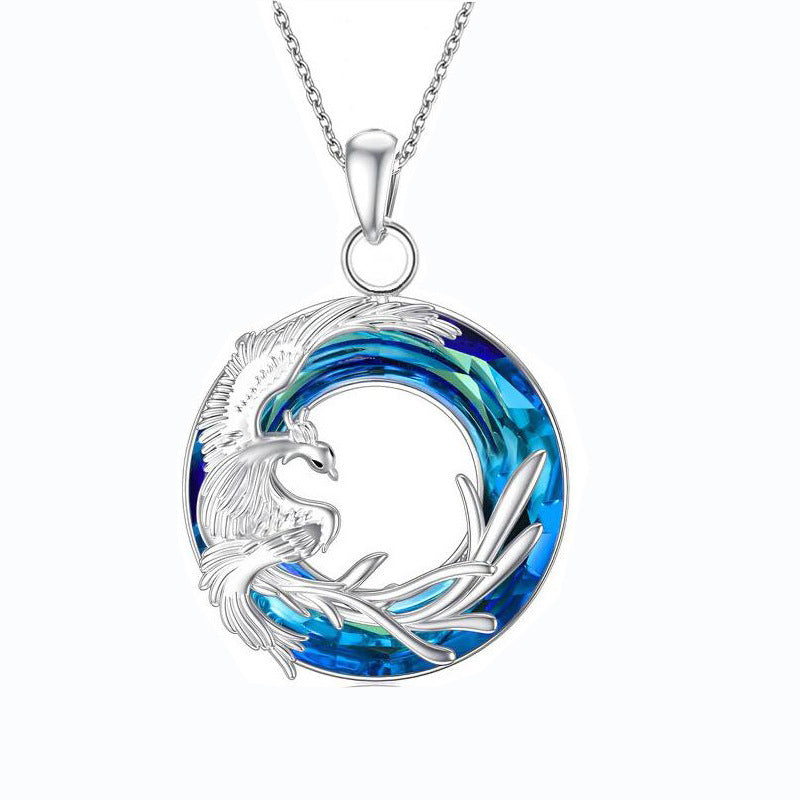 Fire Of Life Pendant Phoenix Round Crystal Earring Necklace