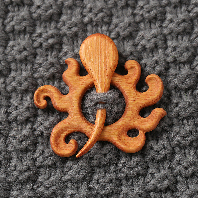 Wooden Animal Carving Brooch Gift