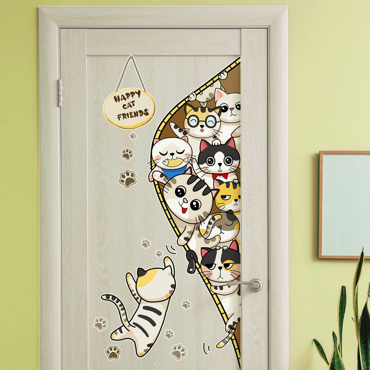 Cartoon Animal Naughty Kitten Decorative Wall Sticker