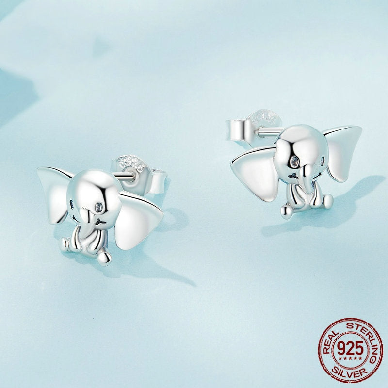 S925 Sterling Silver Elephant Stud Earrings Adorkable Childhood Animal