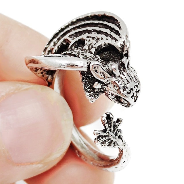 Vintage Punk Snake Dragon Animal Ring